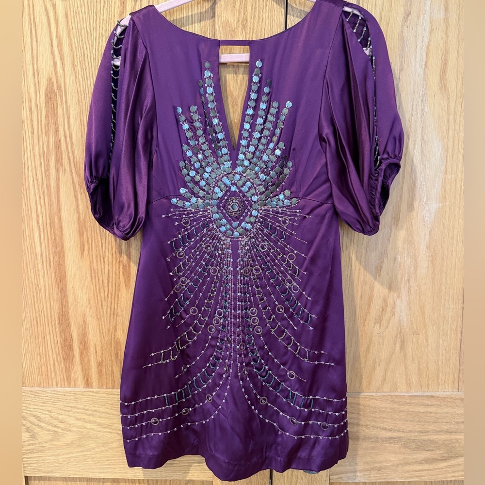 Nanette Lepore Embellished 100% Silk Dress - Size 4 - Picture 2 of 8